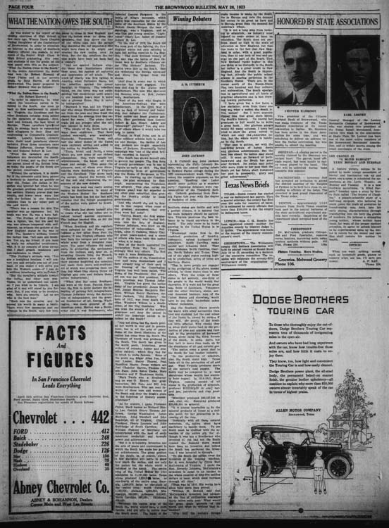 Brownwood Bulletin (Brownwood, Texas), Vol. 23, No. 189, Edition 1, Saturday, May 26, 1923