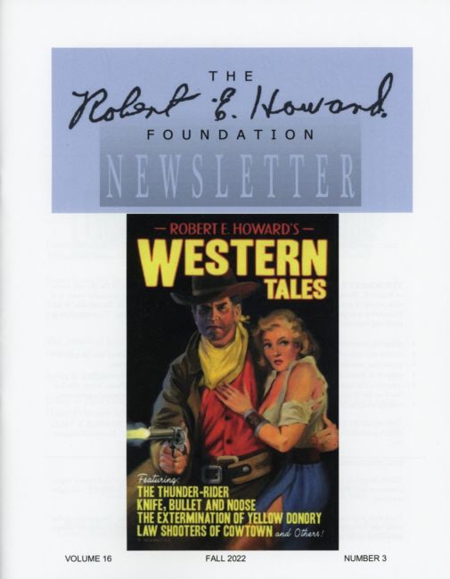Robert E. Howard Foundation Newsletter Volume 16 Number 3